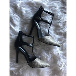 Steve Madden Leather Snake Skin Strappy Heels